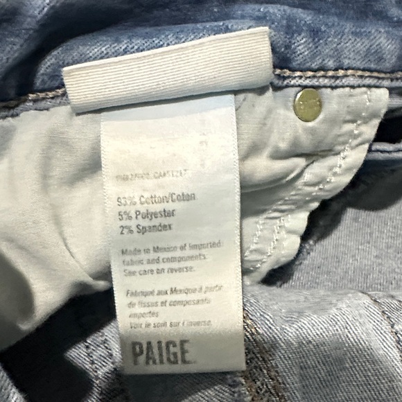 PAIGE Hoxton Slim Women's Distressed Lt Blue Cropped Frayed Jeans 29 See Details - Picture 12 of 14